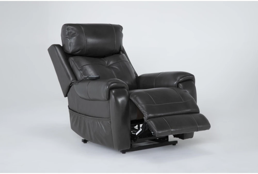 Carl Dark Grey Leather Power Lift Recliner With Power Headrest & Heat 5 Carl Dark Grey Leather Power Lift Recliner With Power Headrest & Heat - Image 5