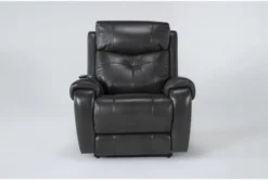Carl Dark Grey Leather Power Lift Recliner With Power Headrest & Heat