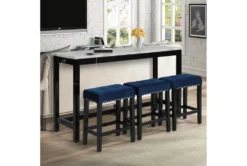 Janie Blue 4 Piece Console Bar Set -Living Room Furniture Shop 286858 blue veneer console bar room 85