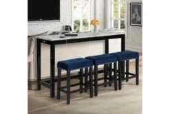 Janie Blue 4 Piece Console Bar Set -Living Room Furniture Shop 286858 blue veneer console bar room 86