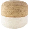 18" Round Khaki + Ivory Jute Braidedfloor Pouf