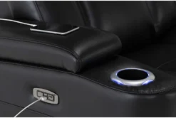 Eastwood Midnight 75" Power Reclining Storage Console Loveseat With Power Headrest & USB -Living Room Furniture Shop 290155 black polyester console loveseat detail 45