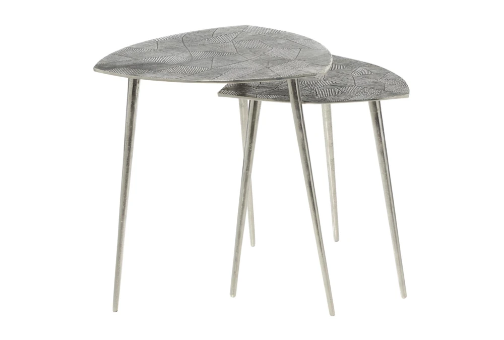 Grey Aluminum Accent Table Set Of 2 2 Grey Aluminum Accent Table Set Of 2 - Image 2