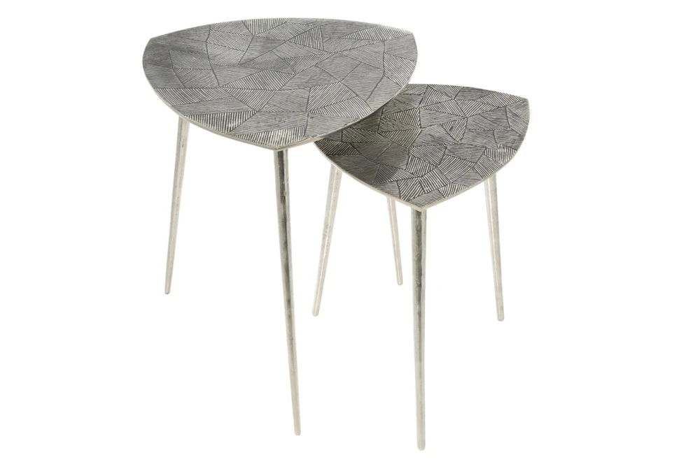 Grey Aluminum Accent Table Set Of 2 4 Grey Aluminum Accent Table Set Of 2 - Image 4