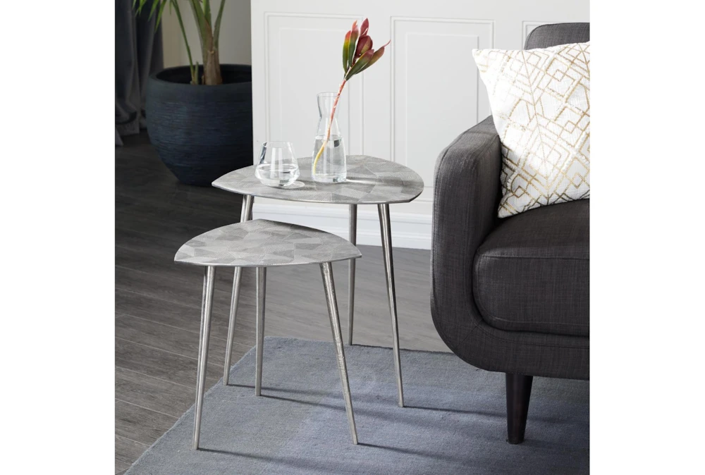 Grey Aluminum Accent Table Set Of 2 7 Grey Aluminum Accent Table Set Of 2 - Image 7