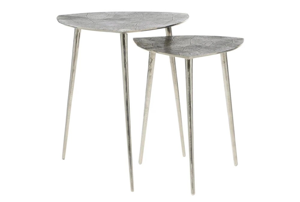 Grey Aluminum Accent Table Set Of 2 1 Grey Aluminum Accent Table Set Of 2