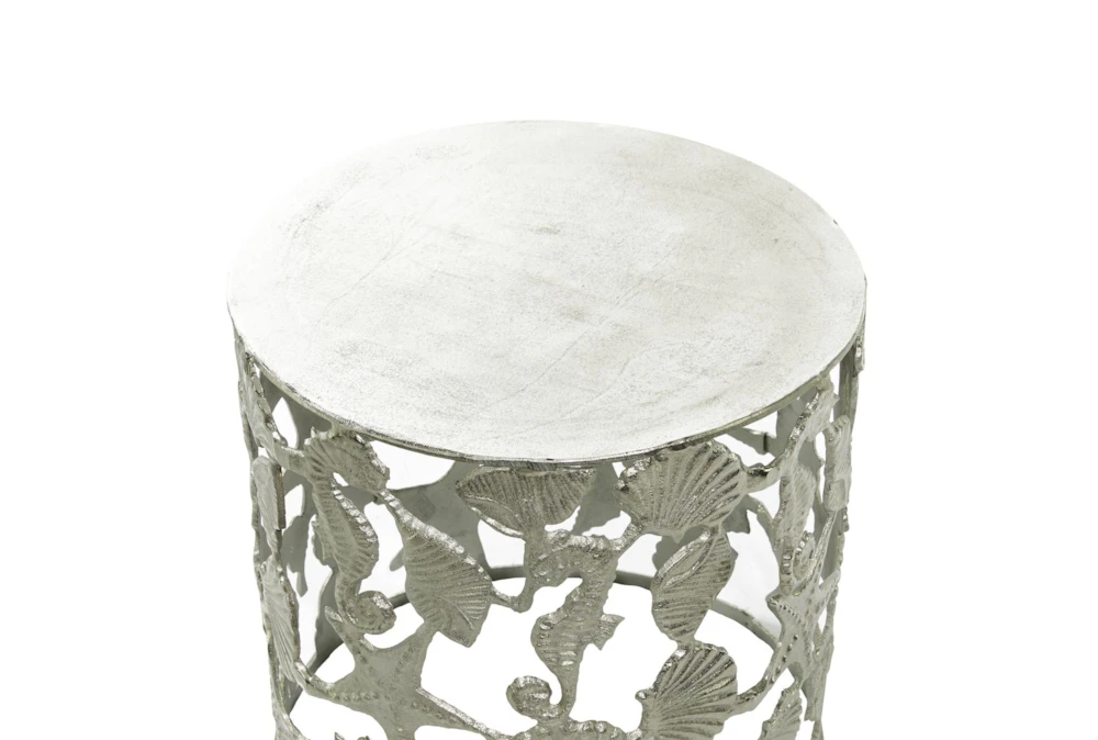 18X19 Silver Aluminum Coastal Accent Table 2 18X19 Silver Aluminum Coastal Accent Table - Image 2