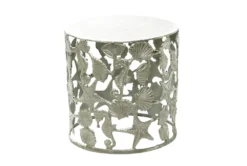 18X19 Silver Aluminum Coastal Accent Table 6 18X19 Silver Aluminum Coastal Accent Table -Living Room Furniture Shop 293157 silver metal accent table material 76