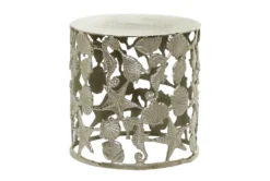18X19 Silver Aluminum Coastal Accent Table