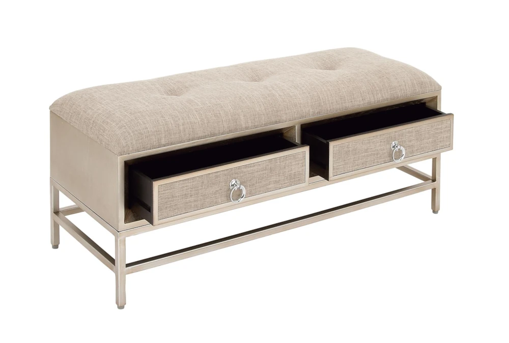 43X19 Beige Linen Storage Bench 6 43X19 Beige Linen Storage Bench - Image 6
