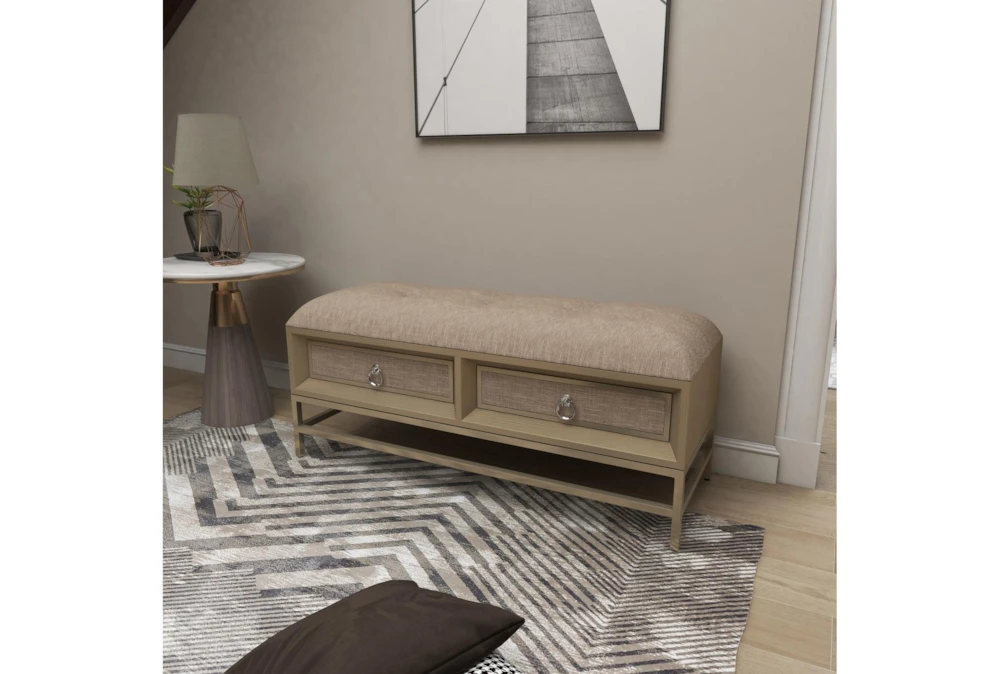 43X19 Beige Linen Storage Bench 10 43X19 Beige Linen Storage Bench - Image 10