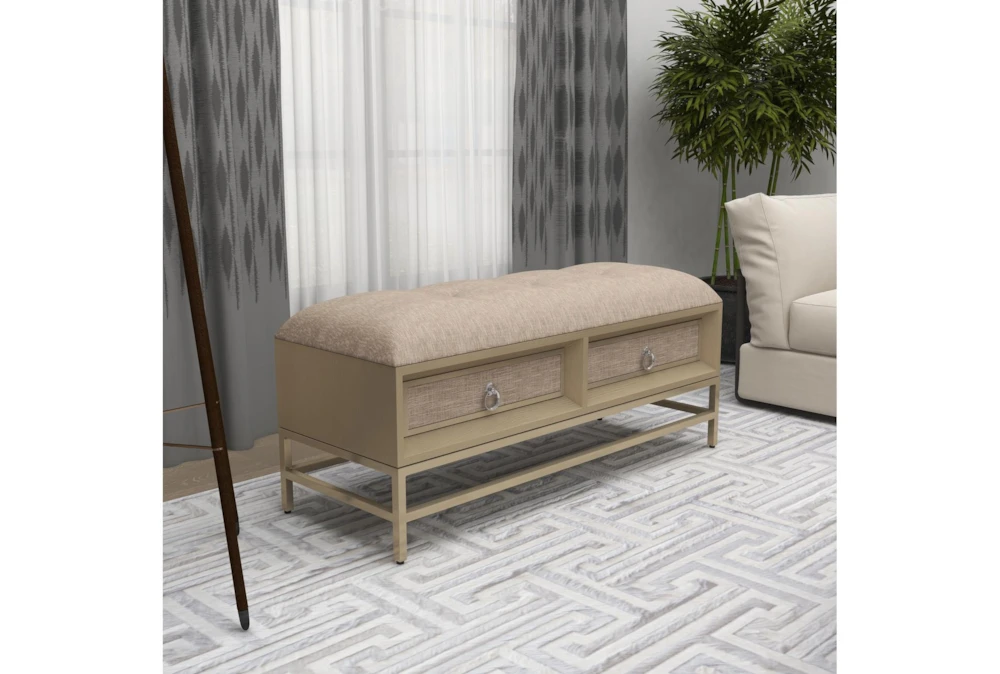 43X19 Beige Linen Storage Bench 11 43X19 Beige Linen Storage Bench - Image 11