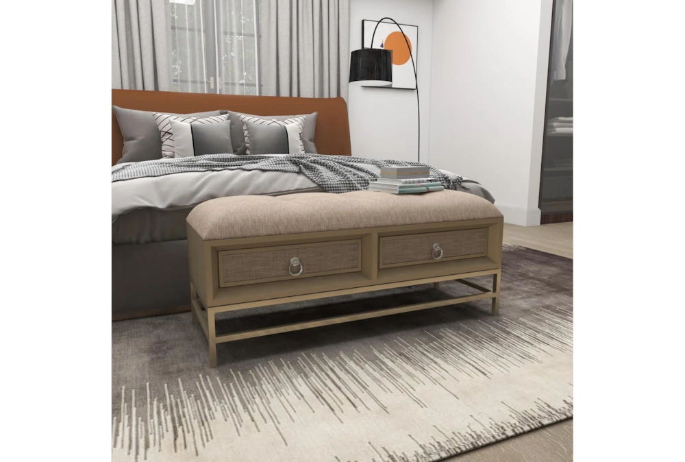 43X19 Beige Linen Storage Bench 12 43X19 Beige Linen Storage Bench - Image 12