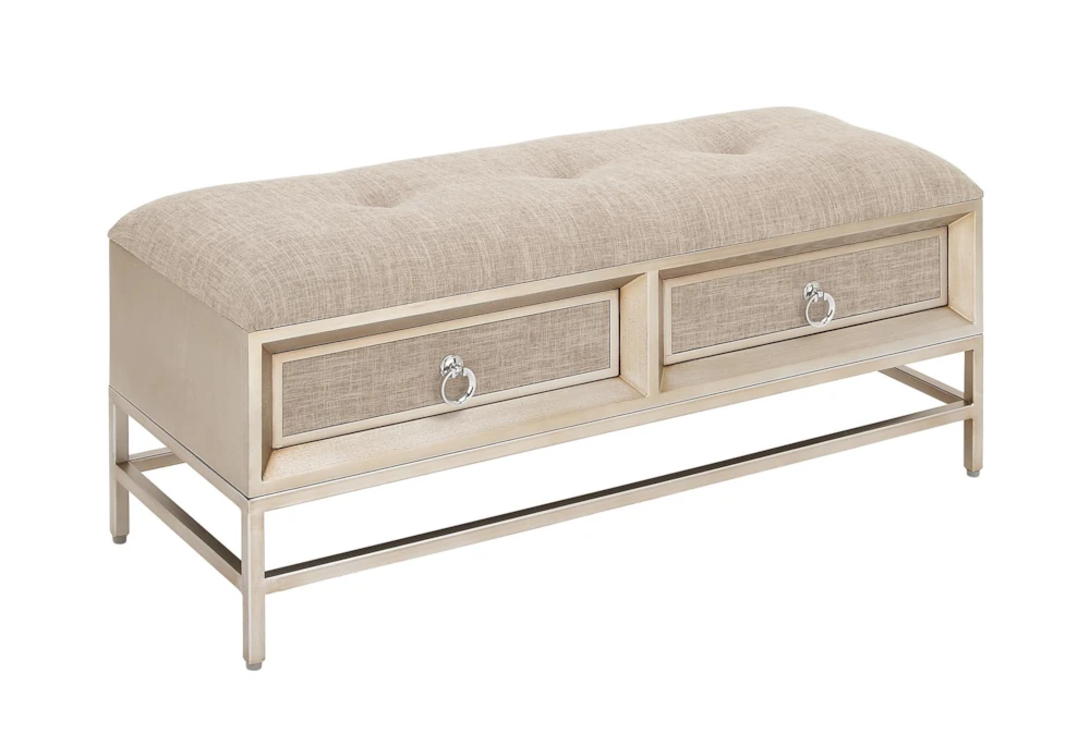 43X19 Beige Linen Storage Bench 2 43X19 Beige Linen Storage Bench - Image 2