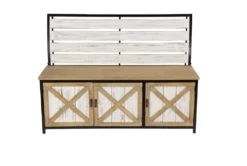 48X35 Brown Chinese Fir Wood Storage Bench -Living Room Furniture Shop 293313 brown multi media bench front 05