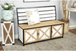 48X35 Brown Chinese Fir Wood Storage Bench -Living Room Furniture Shop 293313 brown multi media bench room 85