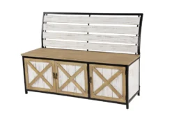 48X35 Brown Chinese Fir Wood Storage Bench