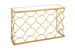 49X31 Gold Iron Console Table -Living Room Furniture Shop 293356 gold multi media sofa table front 02