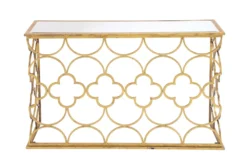 49X31 Gold Iron Console Table -Living Room Furniture Shop 293356 gold multi media sofa table signature 01