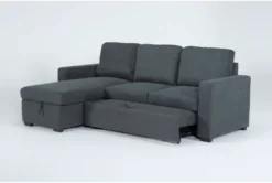 Silva 91" Convertible Sofa Sleeper With Left Arm Facing Storage Chaise -Living Room Furniture Shop 293526 grey fabric sectional side v2 18