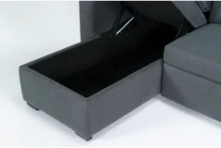 Silva 91" Convertible Sofa Sleeper With Left Arm Facing Storage Chaise -Living Room Furniture Shop 293526 grey fabric sectional v2 detail 44