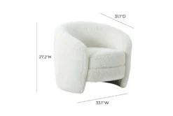 Clarke Faux Shearling Accent Chair -Living Room Furniture Shop 294762 white fabric accent chair detail 44