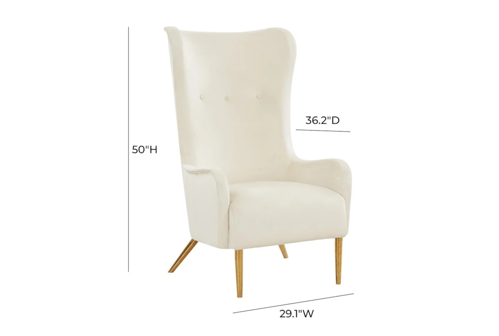 Macey Cream Velvet Wingback Accent Chair 7 Macey Cream Velvet Wingback Accent Chair - Image 7