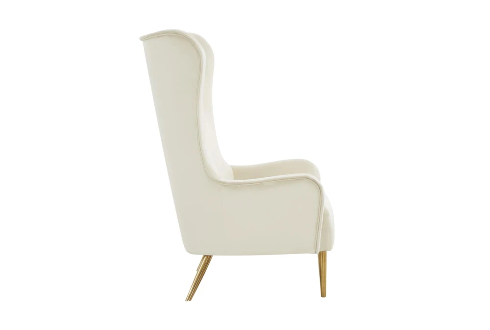 Macey Cream Velvet Wingback Accent Chair 3 Macey Cream Velvet Wingback Accent Chair - Image 3