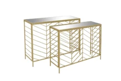 Gold Iron Console Table Set Of 2 -Living Room Furniture Shop 296946 gold metal sofa table material 76