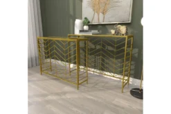 Gold Iron Console Table Set Of 2 -Living Room Furniture Shop 296946 gold metal sofa table room 90