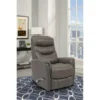 Gannon Leather Grey Swivel Glider Rocker Recliner With Adjustable Headrest