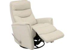 Gannon Leather Ivory Swivel Glider Rocker Recliner With Adjustable Headrest -Living Room Furniture Shop 297537 beige leather swivel glider detail 44