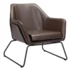 Rayes Brown Faux Leather Accent Chair