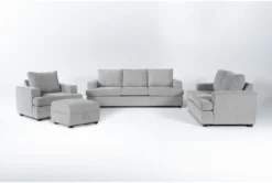 Bonaterra Dove 4 Piece Sofa, Loveseat, Chair & Storage Ottoman Set