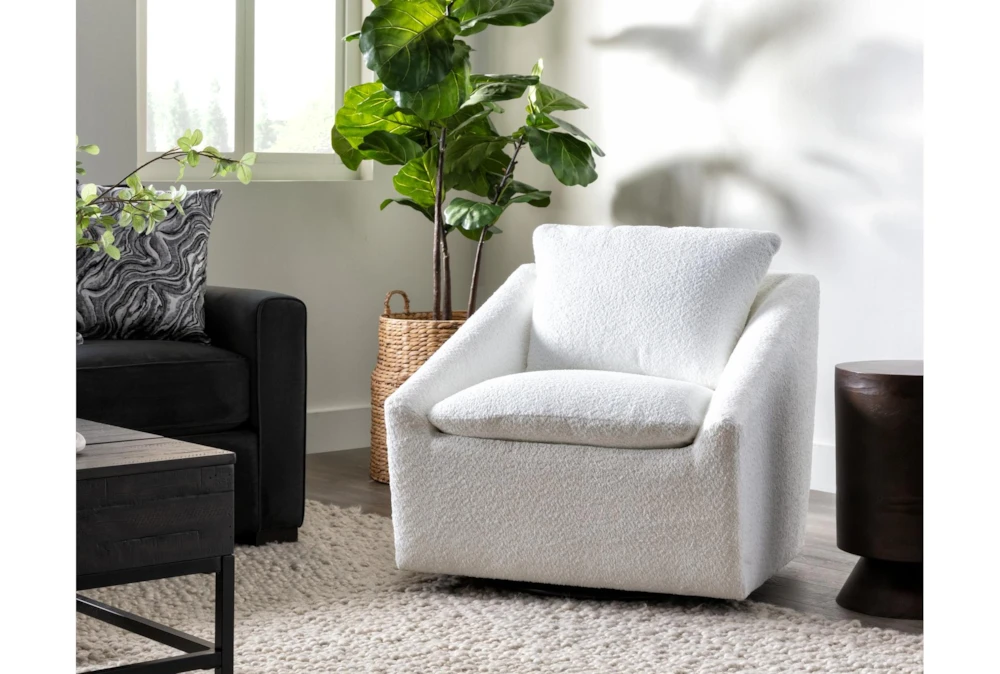 Cypress III Chenille 32" Foam White Swivel Accent Chair 7 Cypress III Chenille 32" Foam White Swivel Accent Chair - Image 7