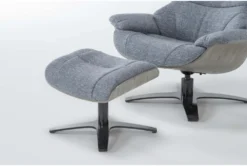Raiden Blue Reclining Swivel Chair & Ottoman -Living Room Furniture Shop 300129 blue fabric chair and ottoman set detail 44