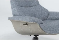 Raiden Blue Reclining Swivel Chair & Ottoman -Living Room Furniture Shop 300129 blue fabric chair and ottoman set detail 45