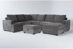 Bonaterra Charcoal 127" 2 Piece Sectional With Right Arm Facing Queen Sleeper Sofa Chaise & Storage Ottoman