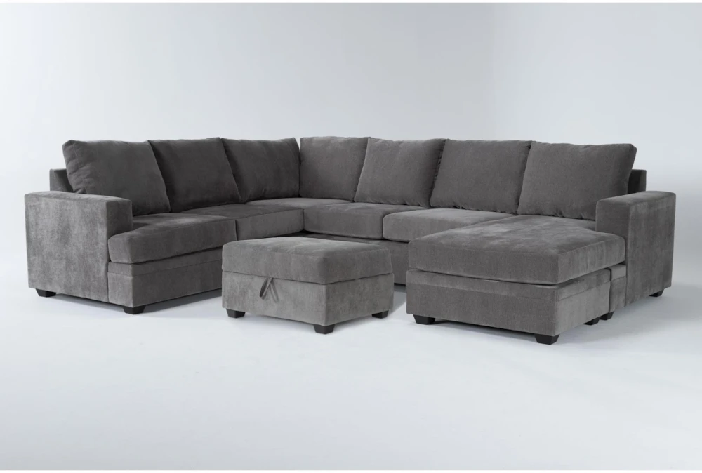 Bonaterra Charcoal 127" 2 Piece Sectional With Right Arm Facing Queen Sleeper Sofa Chaise & Storage Ottoman 1 Bonaterra Charcoal 127" 2 Piece Sectional With Right Arm Facing Queen Sleeper Sofa Chaise & Storage Ottoman