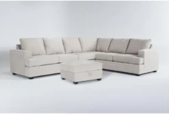 Bonaterra Sand 127" 2 Piece Sectional With Left Arm Facing Queen Sleeper Sofa & Storage Ottoman