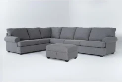 Hampstead Graphite 137" 2 Piece Sectional With Right Arm Facing Queen Sleeper Sofa & Storage Ottoman