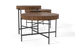 Dunkin 3 Piece 28" Coffee Table Set -Living Room Furniture Shop 300463 brown wood coffee and end table set side 20