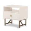 Matte Alabaster + Metal Base 1 Drawer Accent Table