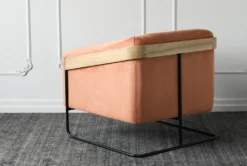 Suede Fabric With Natural Ash + Metal Frame Accent Chair -Living Room Furniture Shop 301113 orange fabric accent chair back 82
