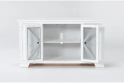 Sinclair White 58" Corner Tv Stand -Living Room Furniture Shop 303509 white wood media console detail 44