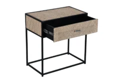 Cane + Metal Accent Table -Living Room Furniture Shop 303601 brown wood accent table detail 47