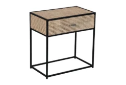 Cane + Metal Accent Table