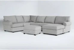 Hampstead Dove 137" 2 Piece Sectional With Right Arm Facing Sofa Chaise & Storage Ottoman