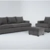 Bonaterra Charcoal 3 Piece Sofa, Chair & Storage Ottoman Set
