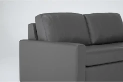 Mackenzie Charcoal Leather 74" Queen Sofa Sleeper -Living Room Furniture Shop 303877 grey leather sleeper detail 45